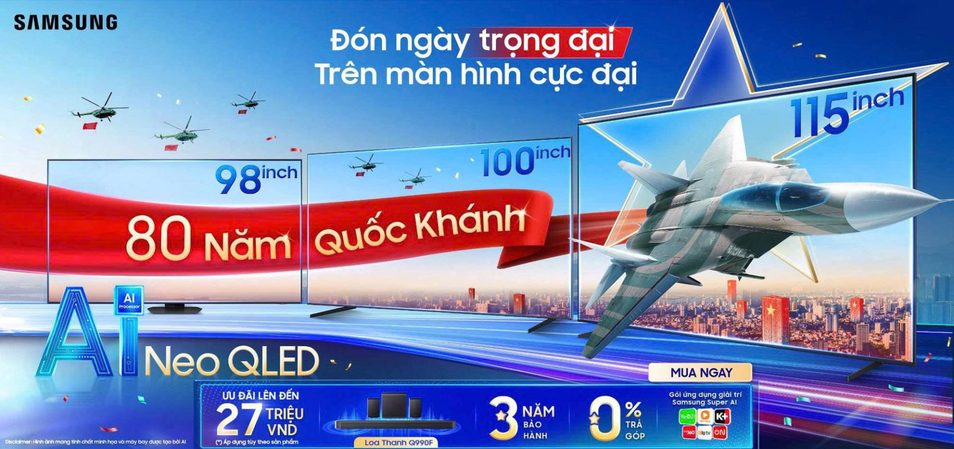 Trọn view xem diễu binh, tự hào đón Quốc khánh trên Samsung AI TV